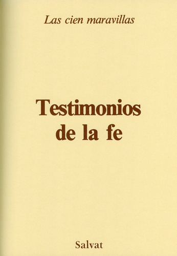 Testimonios De La Fe - Salvat