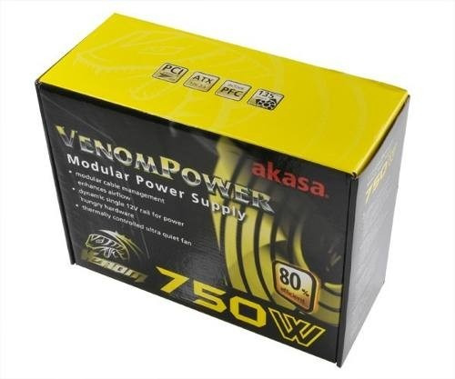 Fonte Real 750w Modular Akasa Venom 80plus Pfc Ativo Atx