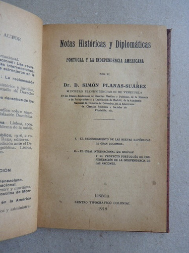 Planas Suárez, S. Dr. Notas Históricas Y Diplomáticas. 1918