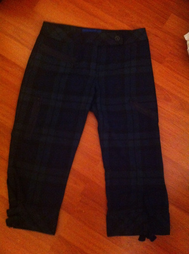 Pantalón Tartan Cuadrilla Marca Mng Mango Talla 36 Corto