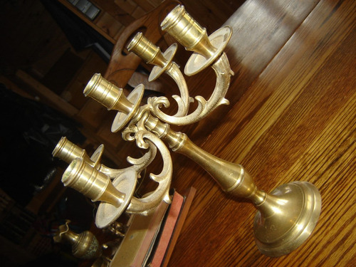 Hermoso Exclusivo Candelabro Ornamental Bronce Cinco Velas