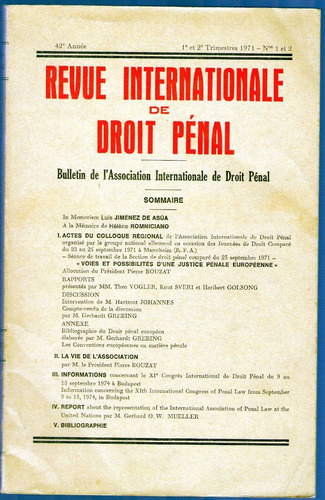 Revue Internationale De Droit Penal 1971