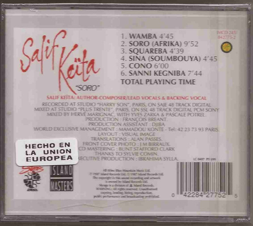 Imagen 2 de 4 de Salif Keita - Soro...original Importado