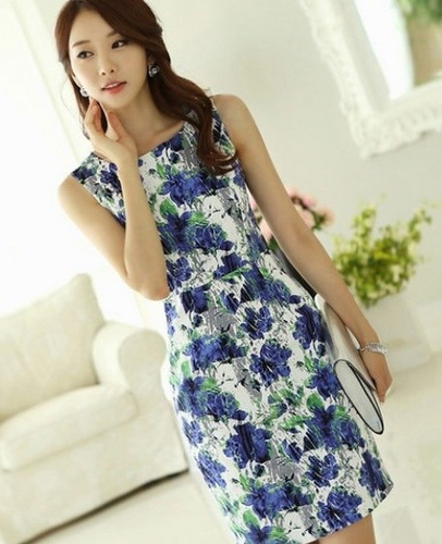 Vestido Azul Floral Talla S Nuevo Importado Envios Olva