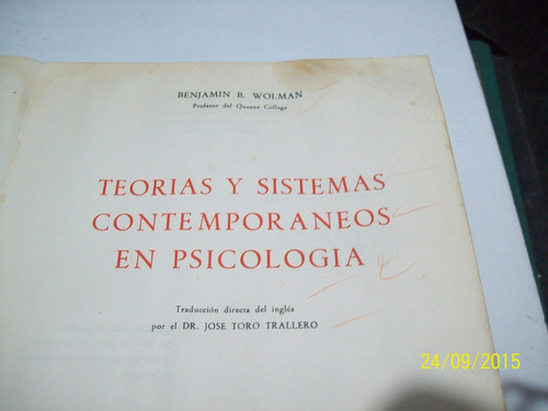 Libro:teorias Y Sistemas Contemporaneos De Psicologia-wolman