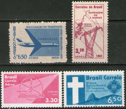 Brasil 4 Sellos Aéreos Mint Avión A Reacción Años 1959-61 