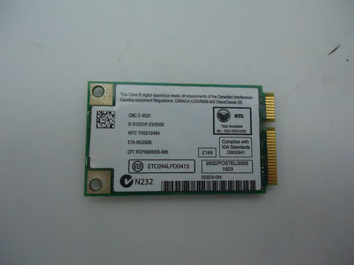 Placa Wireless Pci Notebook Cce Info One Black