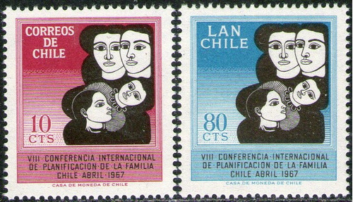 Chile Serie Con Aéreo X 2 Sellos Mint Familia Año 1967
