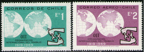 Chile Serie Con Aéreo X 2 Sellos Nuevos Trabajo Año 1969