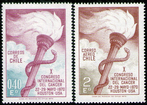 Chile Serie X 2 Sellos Mint Congreso Medicina = Cáncer 1970 
