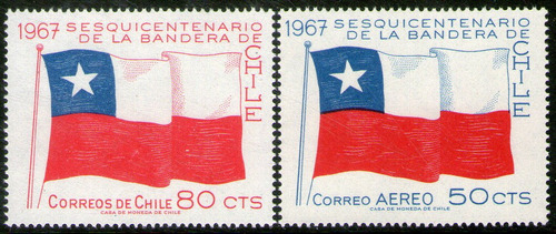 Chile Serie X 2 Sellos Mint Sesquicentenario Bandera 1967