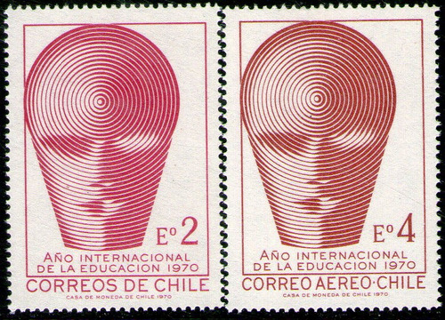 Chile Serie X 2 Sellos Mint Año De La Educación Año 1970