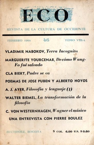 Revista Eco 46 - Febrero 1964 - Nabokov Yourcenar Boulez