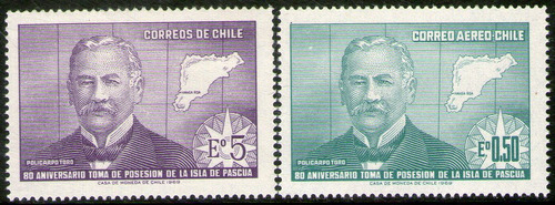 Chile Serie X 2 Sellos Mint Posesión Isla De Pascua Año 1970