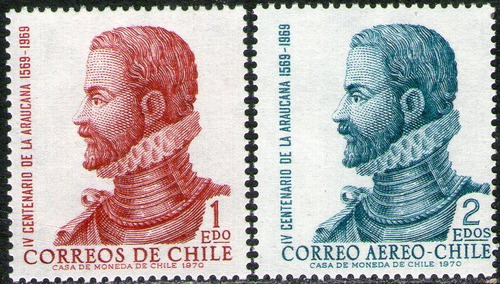 Chile Serie X 2 Sellos Mint Poeta = La Araucana Año 1972 
