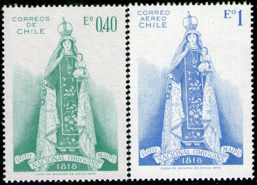 Chile Serie X 2 Sellos Mint Virgen Y Niño, Ohiggins Año 1970