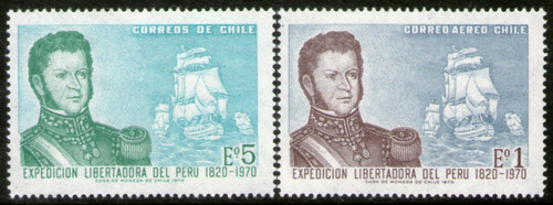Chile Serie X 2 Sellos Mint Barcos Expedición Al Perú 1971