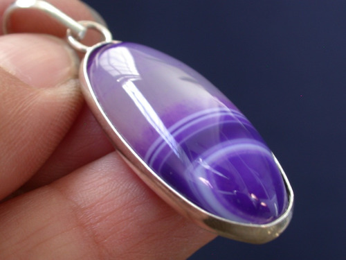 Colgante Baño Plata Tibetan Piedra Agata Violeta Luli Oferta