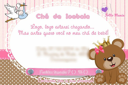 Imagem 2 de 6 de Arte Convite Chá De Bebê Safari Marie Urso Príncipe Ursa