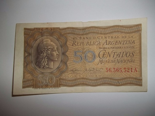 Billete 50 Centavos Moneda Nacional Serie A