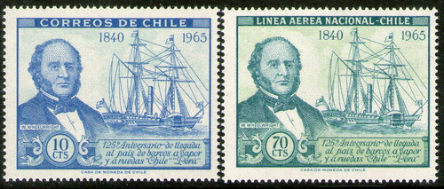 Chile Serie X 2 Sellos Mint Barcos A Vapor Y A Ruedas 1966
