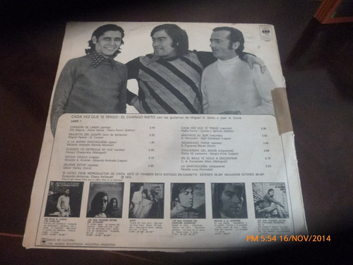 Vinilo Lp De El Chango Negro -- Cada Vez Que Te Qu(u975