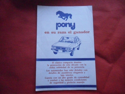 Hyundai Pony Coupe Pick Up Folleto Publicitario No Manual