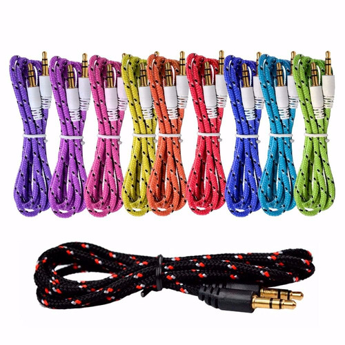 100 Cable Auxiliar Audio Plug 3.5 Tipo Agujeta Colores