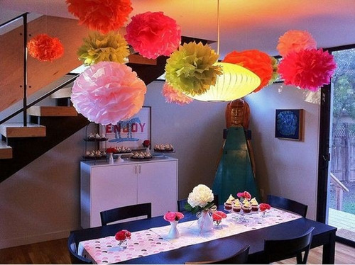25 Pompones De 6 Cm De Papel Seda $ 160