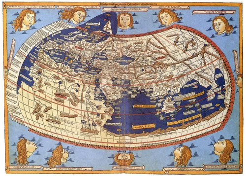 Lienzo Canvas Arte Plano Mapa Mundi Ptolomeo 50x70