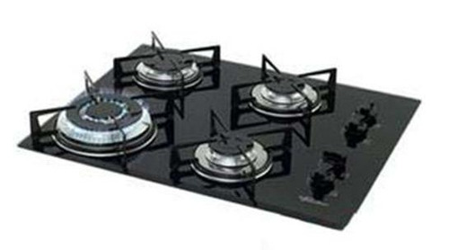 Cooktop A Gás 4 Bocas Fischer Tripla Chama E Vidro Bisotê