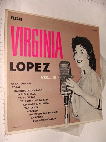Disco Acetato Virginia Lopez, Vol Iii