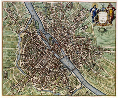 Lienzo Canvas Arte Plano Mapa Antiguo París 1657 50x60