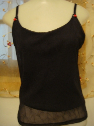 Blusa Camiseta Regata Transparente Forro Preta Tam. G (Usado)