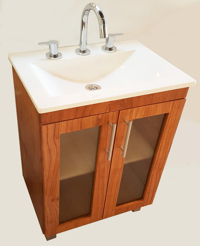 Imagen 2 de 5 de Vanitory 62cm De Ancho Color Miel Con 2 Puertas