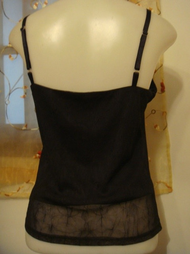 Blusa Camiseta Regata Transparente Forro Preta Tam. G (Usado)