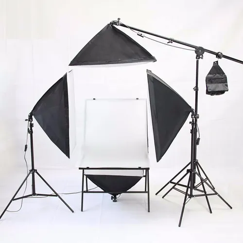 Kit Mesa Still - Estúdio De Iluminação Softbox E Girafa