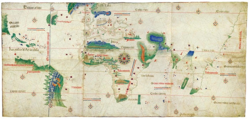 Lienzo Canvas Arte Planisferio Año 1502 Mapa Poster 43x90