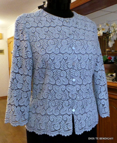 Talbots Macrame Grueso Plateado Unica Chaqueta Ts