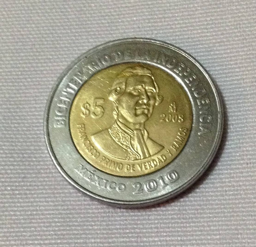 Moneda 5 Pesos Fco. Primo De Verdad Sin Puntos Coleccionable