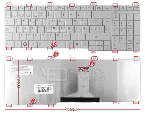 Teclado Español (sp) Satellite L755 L755d L770 L770d Blanco