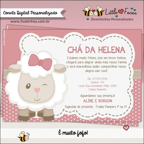 Imagem 1 de 1 de Convite Chá De Bebê Ovelha Digital