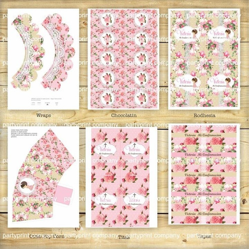 Kit Imprimible Confirmacion / Comunion Shabby Chic