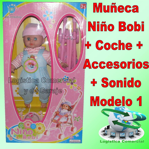 Muñeca Niño Bobi Para Niñas + Coche + Sonido Juguete
