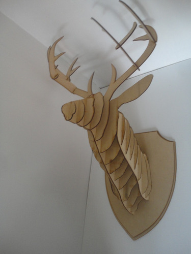 Imagen 1 de 5 de Trofeo Cabeza De Venado Version 2 Mdf Rompecabezas 3d