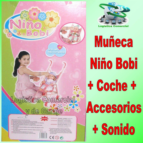 Muñeca Niño Bobi Para Niñas + Coche + Sonido Juguete