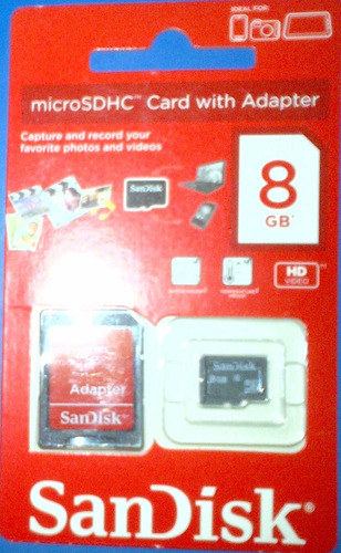 Memoria Sandisk Microsd 8gb Con Adaptador  Original