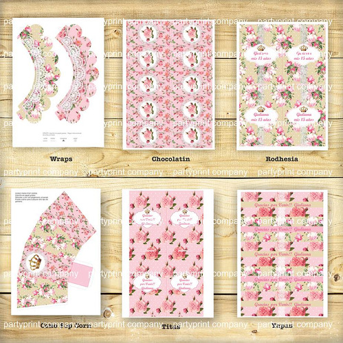Kit Imprimible Corona Shabby Chic Quinceaños!