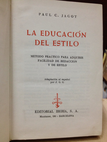 Educación Del Estilo - Paul Jagot - Iberia - España - 1964