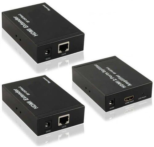 Extensor Hdmi Utp Via Cable Red Cat 5/6 Con Divisor 2 Salida
